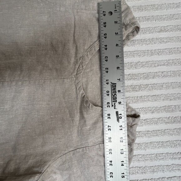 Tancredi & Morgen Women's 3/4 Sleeves Shirt Dress Linen IVORY Large/XL Side Slit - Picture 4 of 7